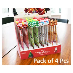 Asera 4 Pcs Christmas Pencils Stackable Push Pencils with Christmas Santa Claus Cap, Christmas Tree, Snowman for kids Birthday Return Gifts Party Favours favors Take away Gifts - Red & White-picture-23