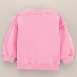 Little Kangaroos Cotton Knit Full Sleeves Sweatshirt Sequin & Text Print - Ballet Pink image 2