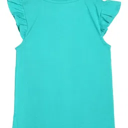 MINI KLUB Cotton Frill Sleeves Pretty In Pink Text Printed Top - Blue image 3