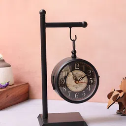 EXIM DECOR Black & Beige Vintage Table Clock-picture-13