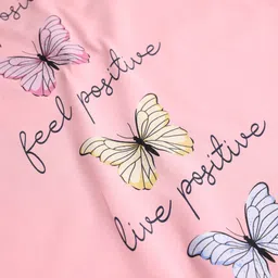 Doreme Single Jersey Knit Full Sleeves T-Shirt With Butterfly & Text Print - Lace Pink image 3