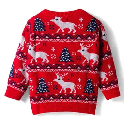 Mark & Mia Knit Full Sleeves Pullover Sweater with X-Mass Design - Red image 3