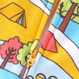 Babyhug Cotton Knit Full Sleeves Sleepsuit With Park Theme Print - Yellow & Green image 4