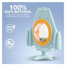 Baybee Silicone Teether for Baby, BPA Free 100% Food Grade Teether for Teething Babies Gums | Easy to Hold Grasp Chewing Teething Toy | Silicone Teether for Baby Infant (Rocket Blue) image 4