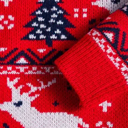 Mark & Mia Knit Full Sleeves Pullover Sweater with X-Mass Design - Red image 4