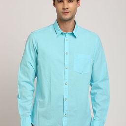 Indian Terrain Men Classic Spread Collar Solid Cotton Casual Shirt-picture-10
