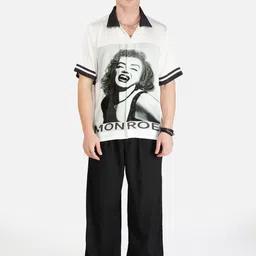 CLUBHAVANA Men Premium Fit Graphic Printed Spread Collar Satin Casual Shirt-picture-42