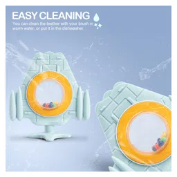 Baybee Silicone Teether for Baby, BPA Free 100% Food Grade Teether for Teething Babies Gums | Easy to Hold Grasp Chewing Teething Toy | Silicone Teether for Baby Infant (Rocket Blue) image 5