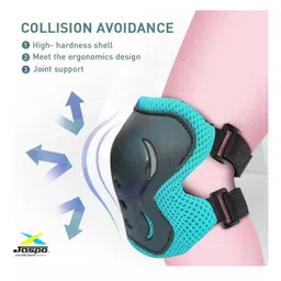 Jaspo Sx 4 Ultra Protective Set for Skating, Cycling Helmet Set with Knee Pads Elbow Pads Wrist Guards, Adjustable Helmet, Protective Gear Set for Bicycle Roller Skating Skateboarding (L,Cyan) image 5