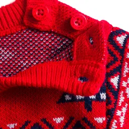 Mark & Mia Knit Full Sleeves Pullover Sweater with X-Mass Design - Red image 5
