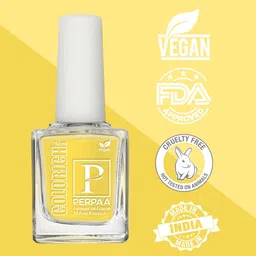 PERPAA Colorich Paraben Free & Long Lasting Glossy Nail Polish 10 ml - Lime Yellow 01 image 2