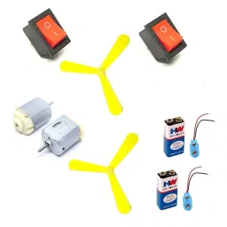 Invento ISC 1944-B 20x15 x25mm DC Motor with Blade Fan/Rocker Switch and Battery image 1