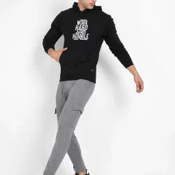 Campus Sutra Black Regular Fit Printed Hooded Sweatshirt image 4