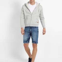 Campus Sutra Light Grey Regular Fit Hooded Sweatshirt image 4