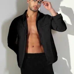 SHOWOFFFF Black Cotton Regular Fit Shacket image 5