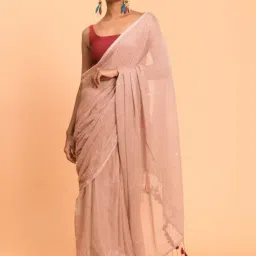 Suta Beige Cotton Embellished Saree Without Blouse-picture-34