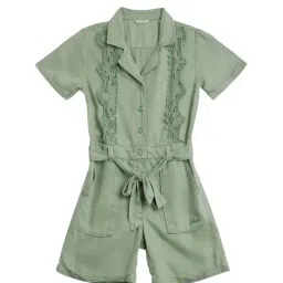 Guess Kids Green Embroidered Regular Fit Jumpsuit-picture-31