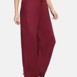 TWIN BIRDS Beige & Maroon Mid Rise Palazzos - Pack Of 2 image 4