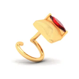 P.C. Chandra Jewellers 18k Gold Unique Shape Leaf Shape Red Stone Nosepin image 4