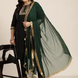 Varanga Green Chiffon Printed Duppatta image 2