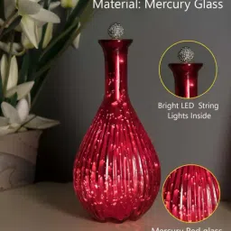 Homesake Red Glass Mercury Ovoid Bottle Star String Lights White Dazzle Ball Lid image 4