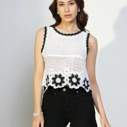 showoffff Showoff White Regular Fit Self Tops image 1