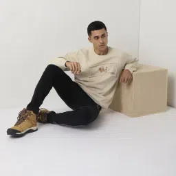 Wildcraft Light Beige Regular Fit Self Design Sweatshirt image 5