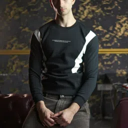 Odette Franco Black Cotton Jersey Patterned Sweatshirt image 1