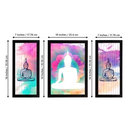 eCraftIndia Set of 3 Meditating Lord Buddha Satin Matt Textured UV Art Painting image 4