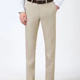 Peter England Beige Blended Slim fit Solid Trouser image 1