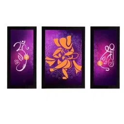eCraftIndia Set of 3 Lord Ganesha Satin Matt Texture UV Art Painting image 2
