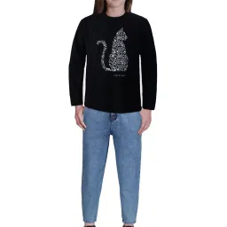 Gini & Jony Kids Black Printed Full Sleeves Top image 3