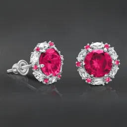 Peora Silver Plated Cubic Zirconia & Crystal Studded Fancy Stud Earrings image 1