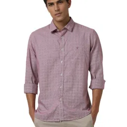 Van Heusen Purple Cotton Slim Fit Checks Shirt image 1