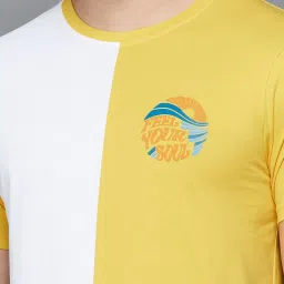 BOSSINI White Cotton Regular Fit Colour Block T-Shirt image 4