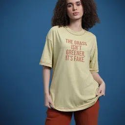 The Roadster Life Co. Typography Printed Drop-Shoulder Sleeves Oversized T-shirt image 3