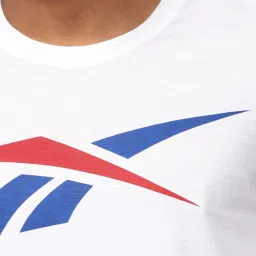 Reebok White Cotton Slim Fit Printed Sports T-Shirt image 4