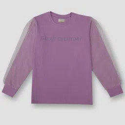 Gini & Jony Kids Purple Cotton Printed Full Sleeves Top image 1