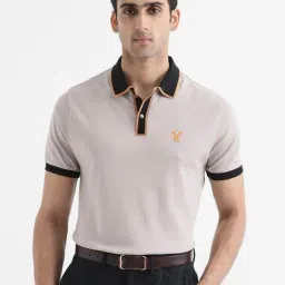 Rare Rabbit Beige Cotton Regular Fit Solid Polo T-Shirt-image-91
