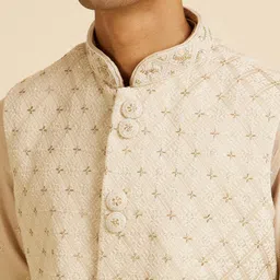 Manyavar Embroidered Woven Nehru Jacket image 2