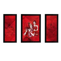 eCraftIndia Set of 3 Radha Krishna Satin Matt Texture UV Art Painting image 1