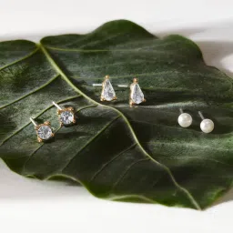 Accessorize London Crystal Stud Earrings -Set of 3 image 1