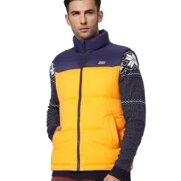 Jack & Jones Mustard & Navy Colour-Block Puffer Jacket-image-46