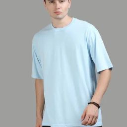 Bushirt Sky Blue Regular Fit Cotton Oversize Crew T-Shirt-picture-19