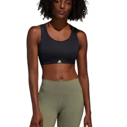 Adidas Black Non Wired Padded CIR HI SUP Sports Bra-image-22