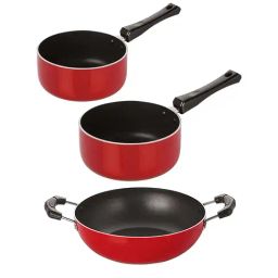 Nirlon Red Aluminium Non-Stick Coating Cookware Set of 3-picture-10