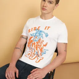 Wrangler White Cotton Regular Fit Printed T-Shirt image 4