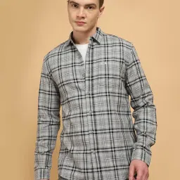 Wrangler Grey Cotton Regular Fit Checks Shirt image 4