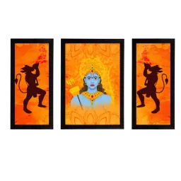 eCraftIndia Set of 3 Lord Ram Satin Matt Textured UV Art Painting image 2