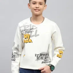 Monte Carlo Boys White Cotton Blend Printed Sweatshirt image 1